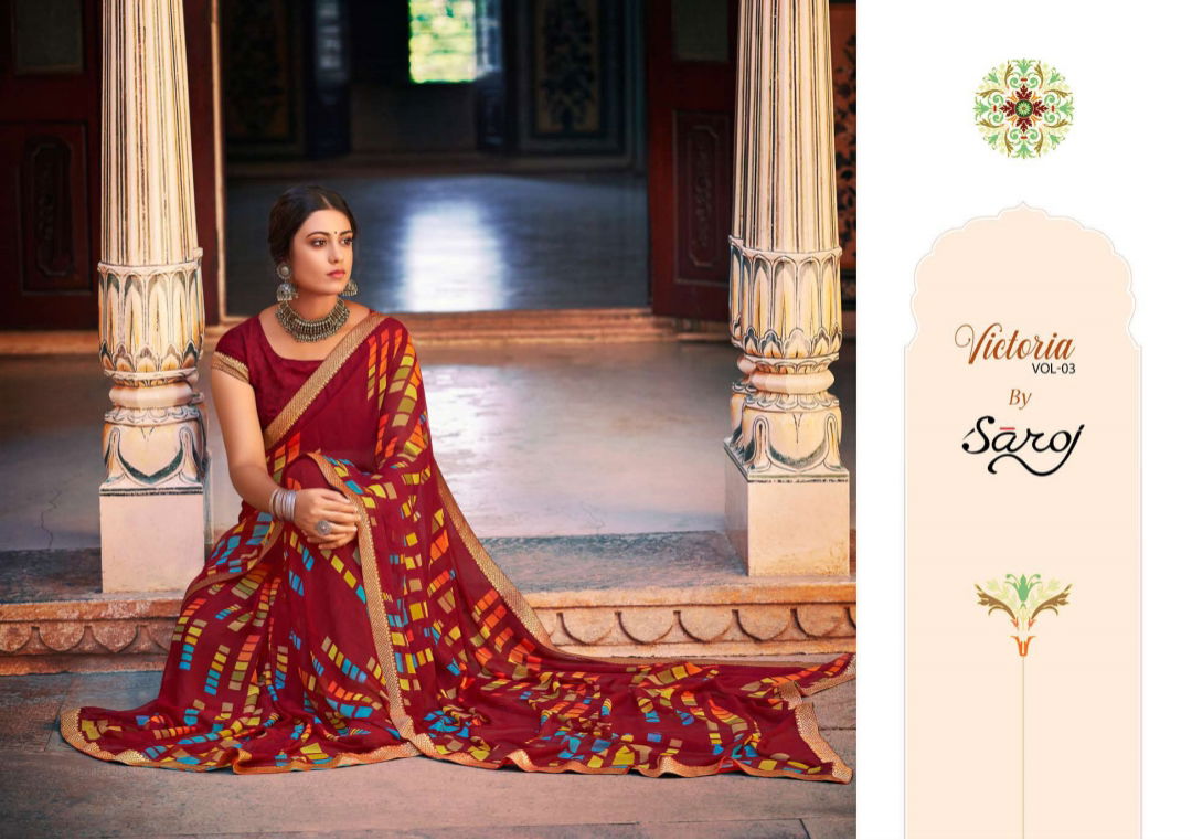 Saroj Victoria 3 Printed Ethnic Wear Georgette Designer Saree Collection